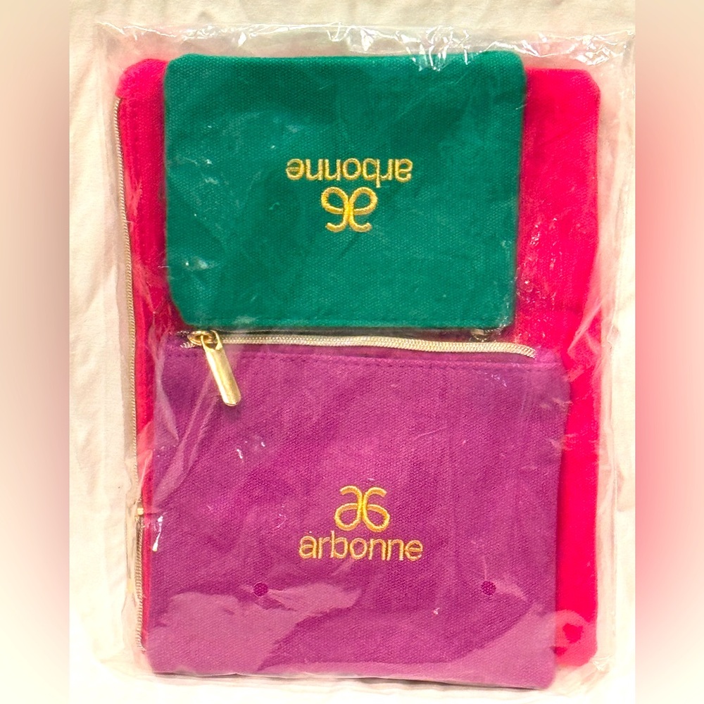 Arbonne travel makeup zipper bags. Total of 3 new in package.